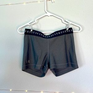 Size M. Heather Gray Under Armour Spandex(Bike Shorts).
